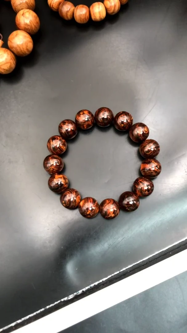 黄花梨/降香黄檀手串/手链海黄野紫油1.5蝴蝶纹精串