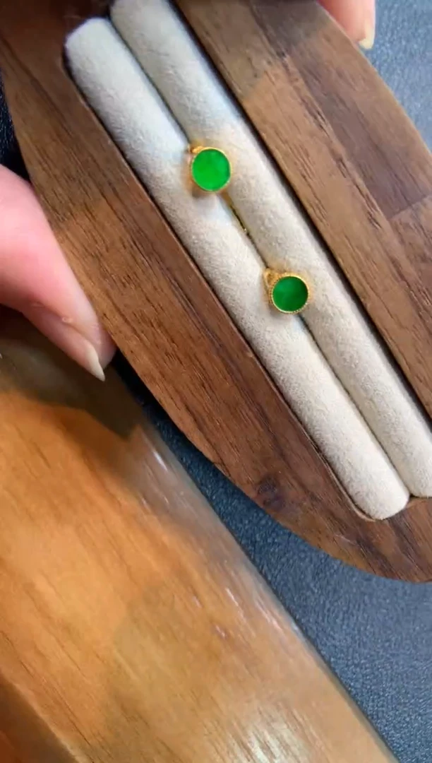 翡翠银S925镶嵌耳饰耳夹