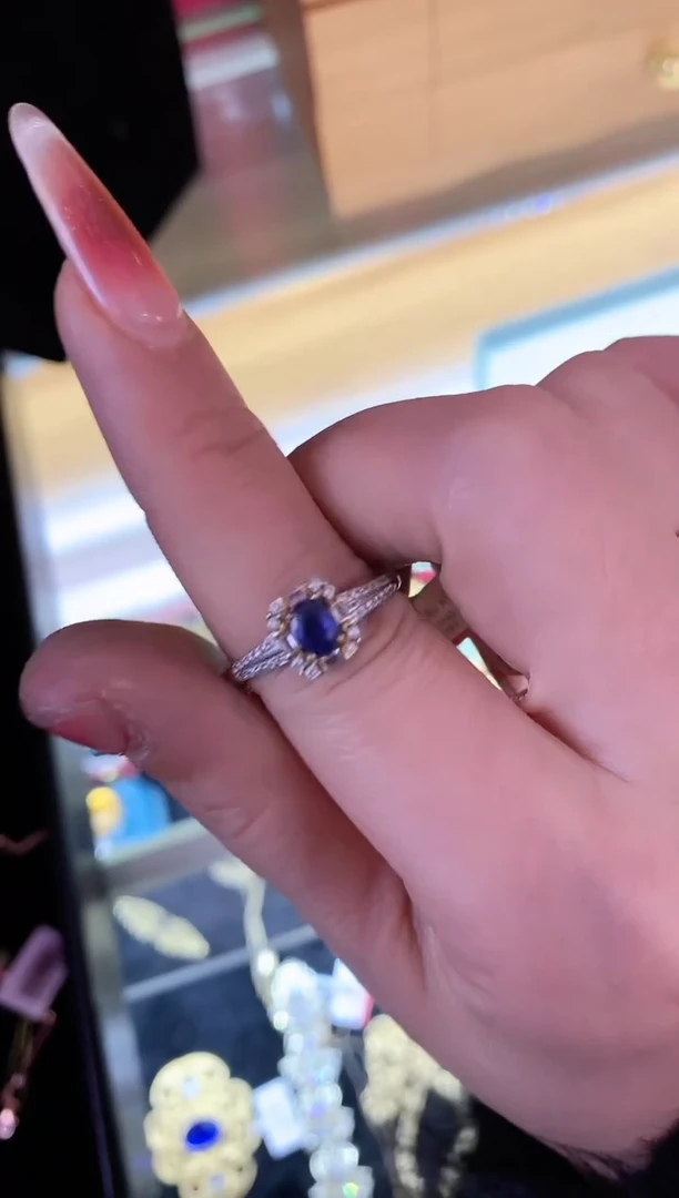 【闪购商品】蓝宝石戒指银S925镶嵌楚楚中古珠宝甄选不退换