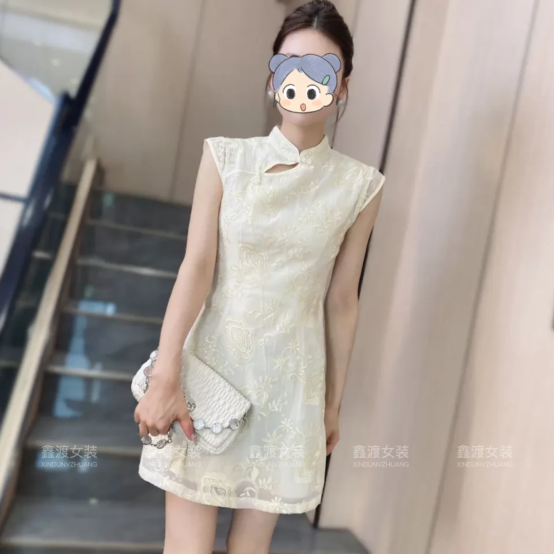 2025春夏新款时尚显瘦气质女士网红洋气连衣裙百搭款D7003