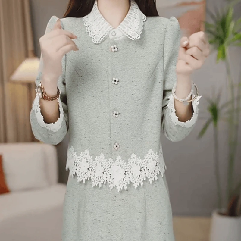 A688【上衣+半身裙】2025早秋新款时尚优雅气质小香风显瘦套装裙