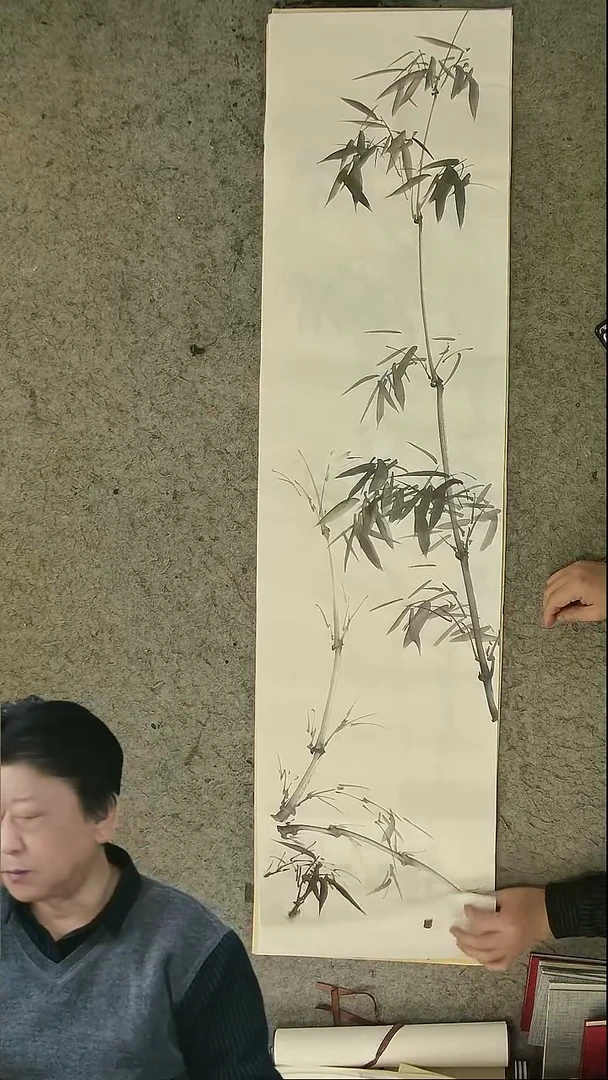 国画四尺对开  墨竹条屏 34*138cm