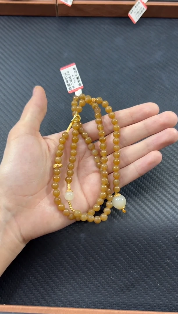 和田玉未镶嵌项链且末金山微色差卡6妈妈链