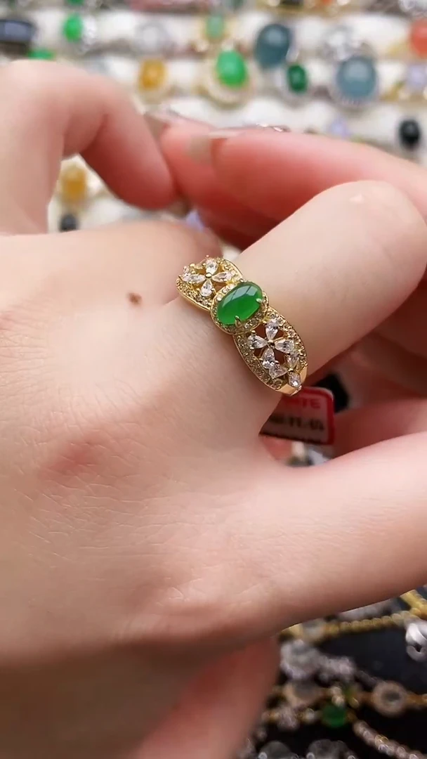 银S925镶嵌戒指翡翠73