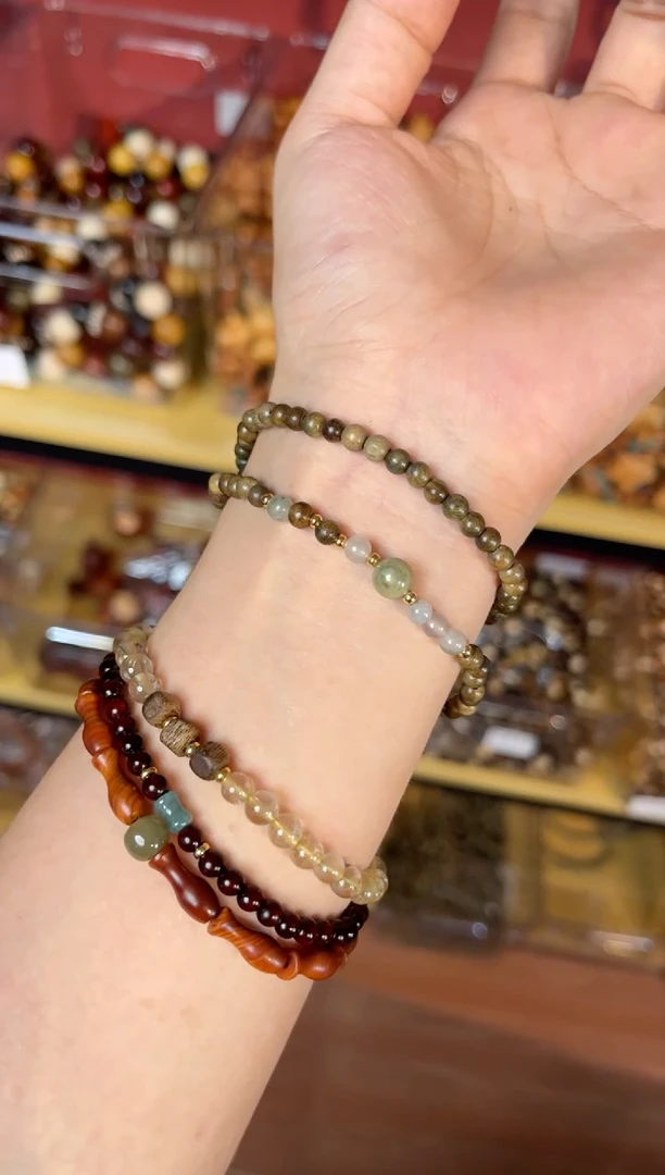 非洲檀香无事牌绿檀双圈+搞钱