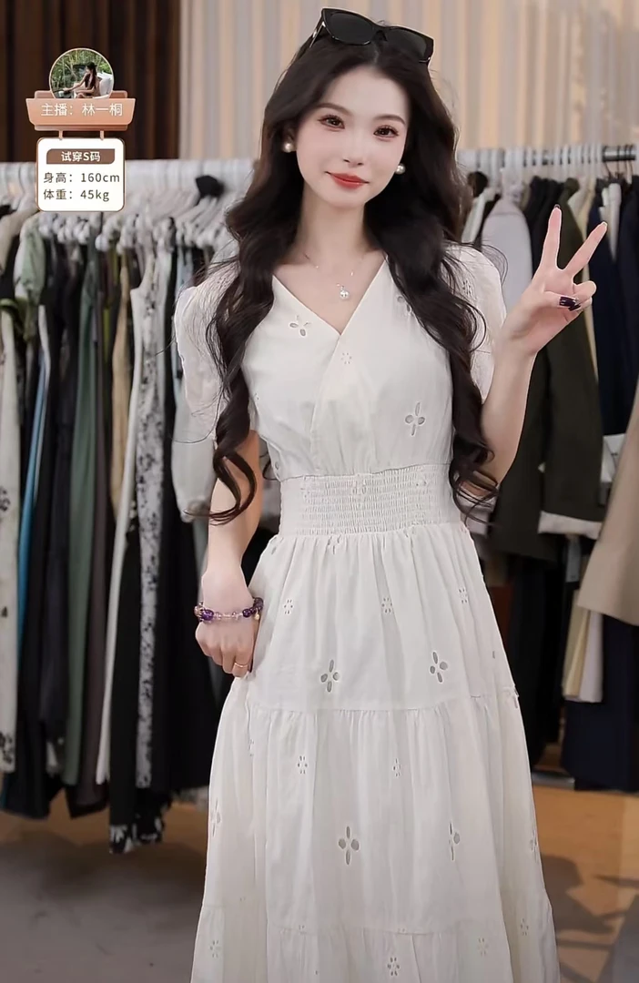 【一桐清仓】高端气质时尚休闲收腰长连衣裙4XLXZ3608