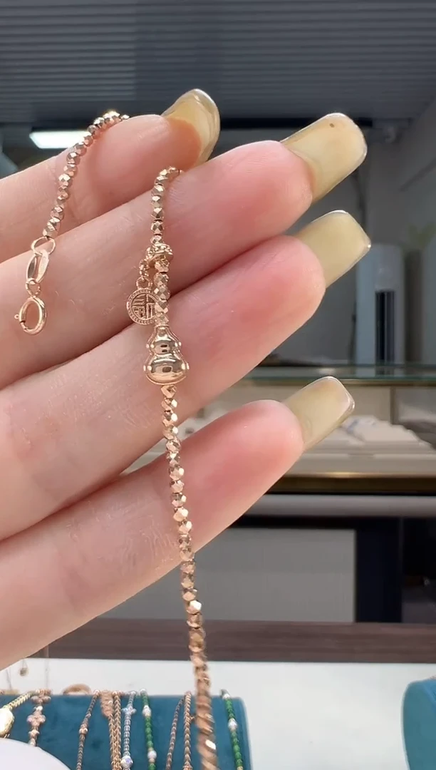 18K金手链福牌蹦迪手链K红