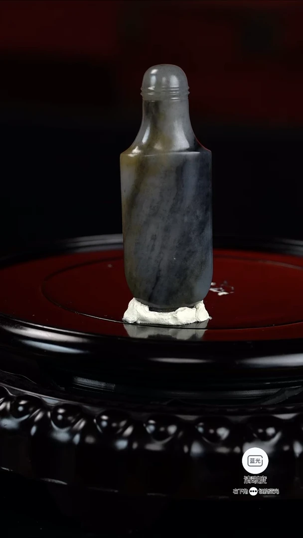 和田玉未镶嵌摆件青花鼻烟壶