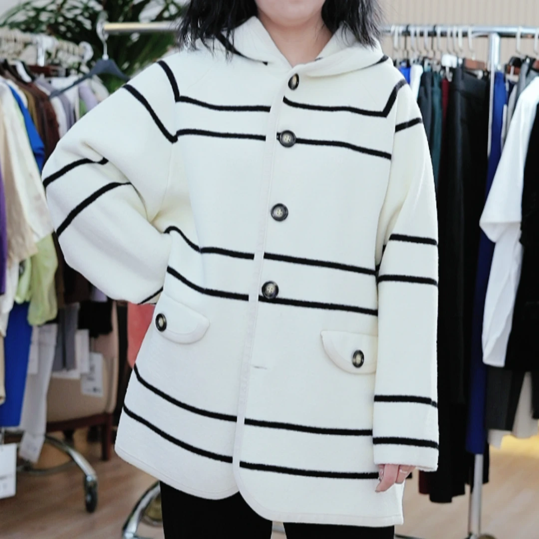 定制女大码8806外套气质时尚条纹