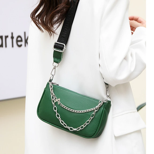 【头层牛皮】真皮女包手提单肩斜挎包链条20624