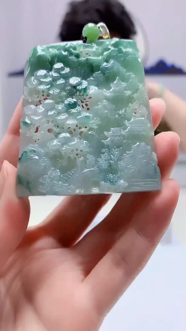 【闪购商品】定制翡翠未镶嵌4688zm-毛货挂件35山水