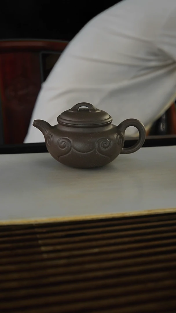 茶壶紫砂爸***局底槽青仿古如意260毫升