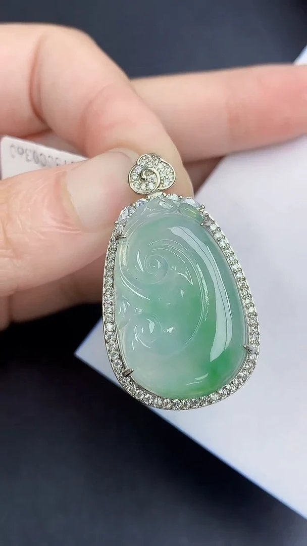 颈饰银S925镶嵌翡翠天然缅甸A货百元以上9元证书费自理