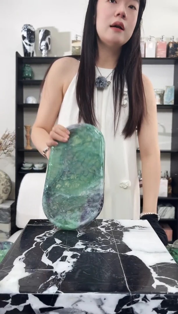 石材绿水晶赛道盘029