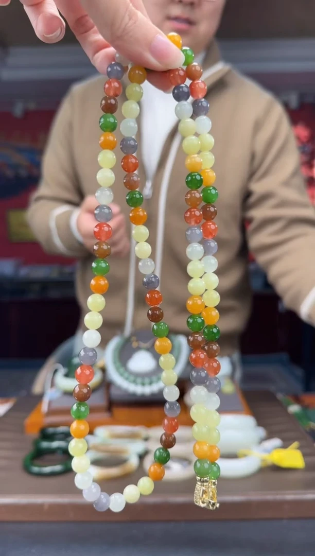 颈饰未镶嵌和田玉多宝108颗多圈卡8