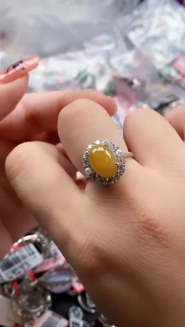 银S925镶嵌戒指翡翠天然A货缅甸翡翠