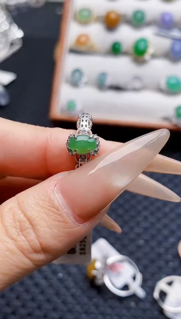 银S925镶嵌戒指翡翠3780