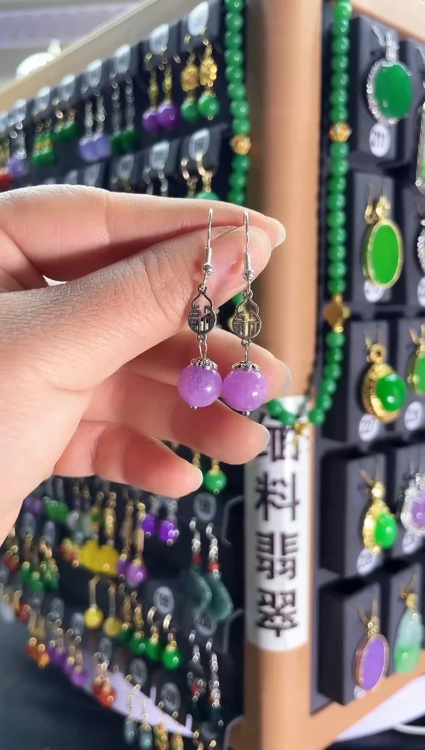 【闪购商品】翡翠耳饰银S925镶嵌028...