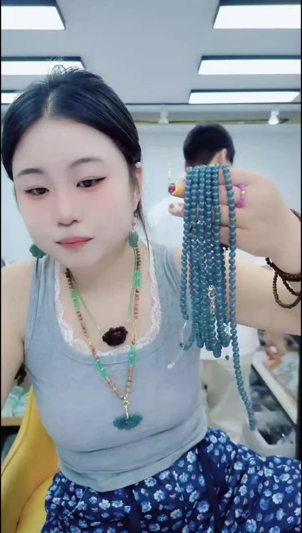 翡翠未镶嵌颈饰1916蓝水颈链