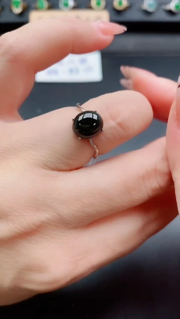 银S925镶嵌戒指翡翠1