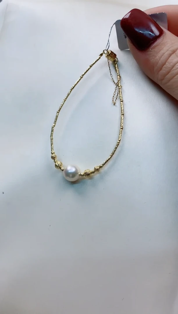 【闪购商品】海水珍珠手链18K金镶嵌8-9Akoya海水珍珠手链