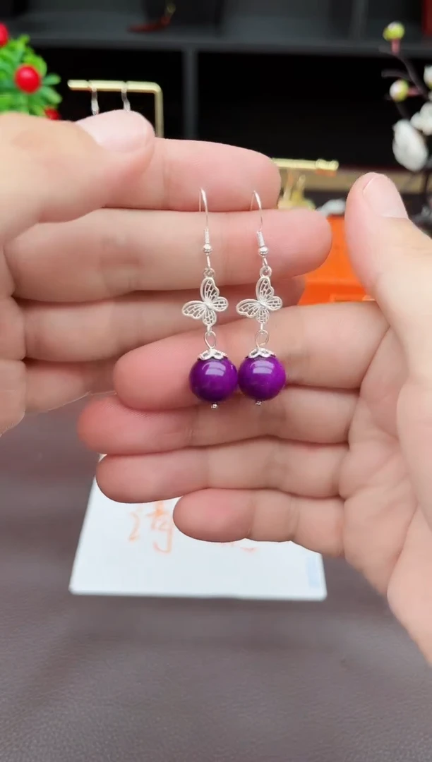 玛瑙/玉髓耳饰银S925镶嵌414000