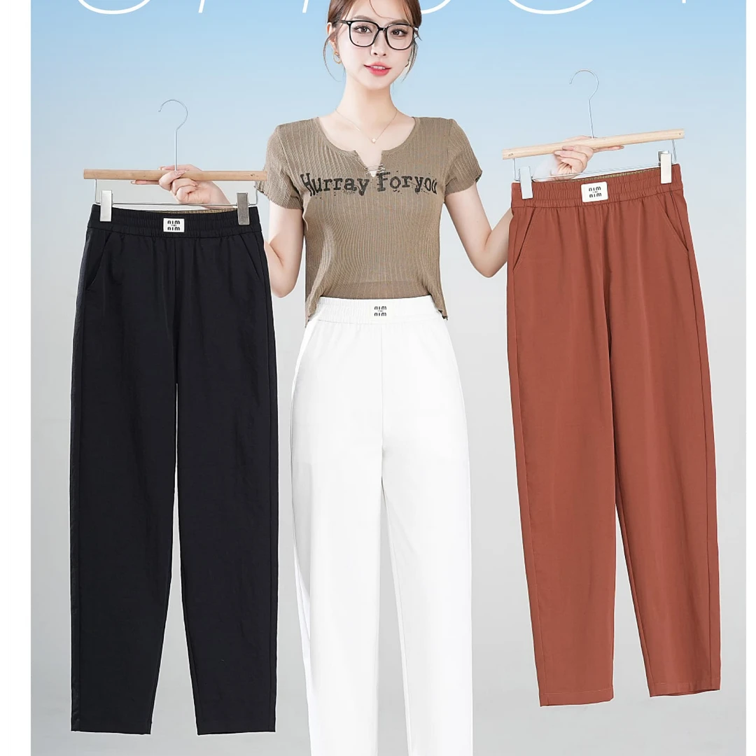 五只白鹅女裤春女士九分萝卜裤外穿高腰显瘦女士裤子夏季薄款