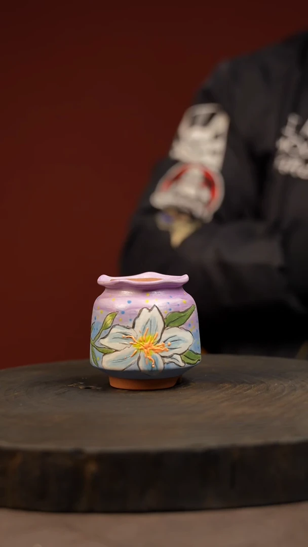 紫砂花盆手绘多肉花盆