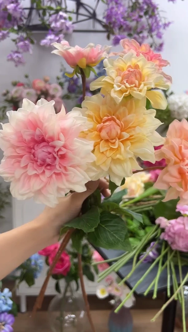 3枝混色手感保湿大丽花