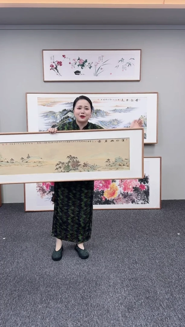 国画溪山幽居图155*45