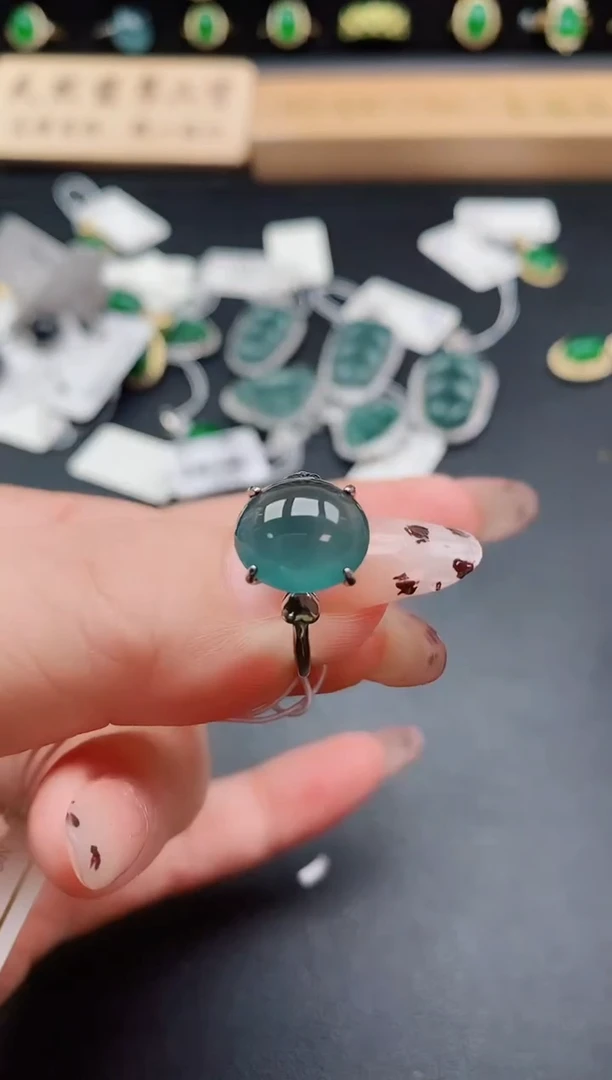 银S925镶嵌戒指翡翠1