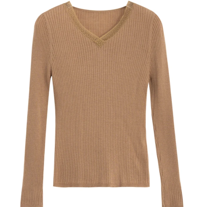 【谢心言】她翼秋冬套头上衣毛针织衫拼色保暖针织衫CW2232354730S