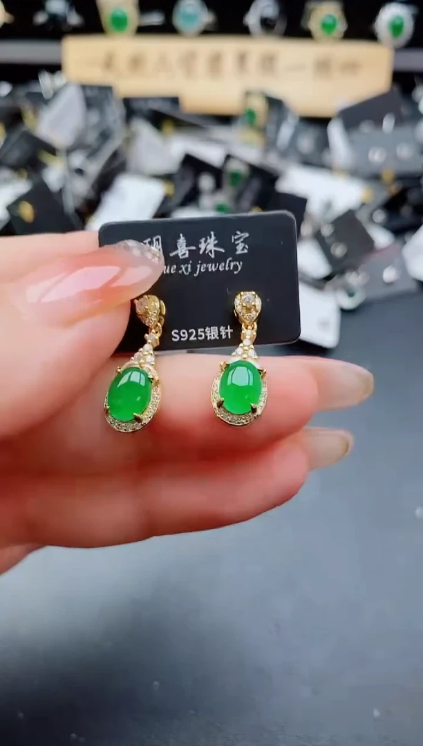 银S925镶嵌戒指翡翠1