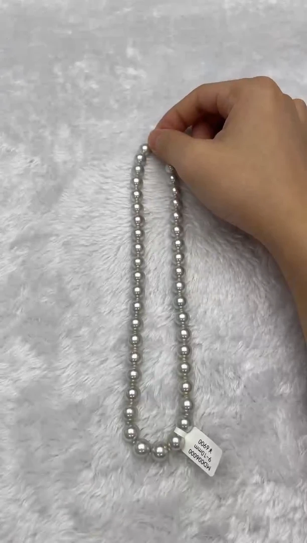 项链银S925镶嵌海水珍珠AK真多麻9-10mm