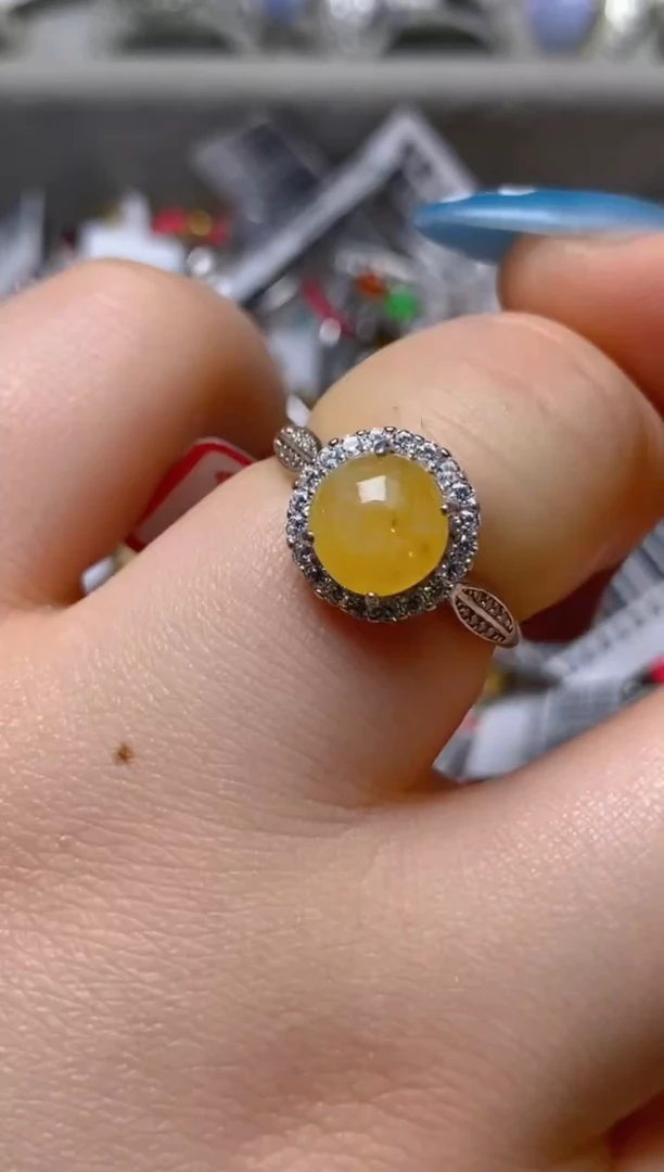 银S925镶嵌戒指翡翠百内无证书