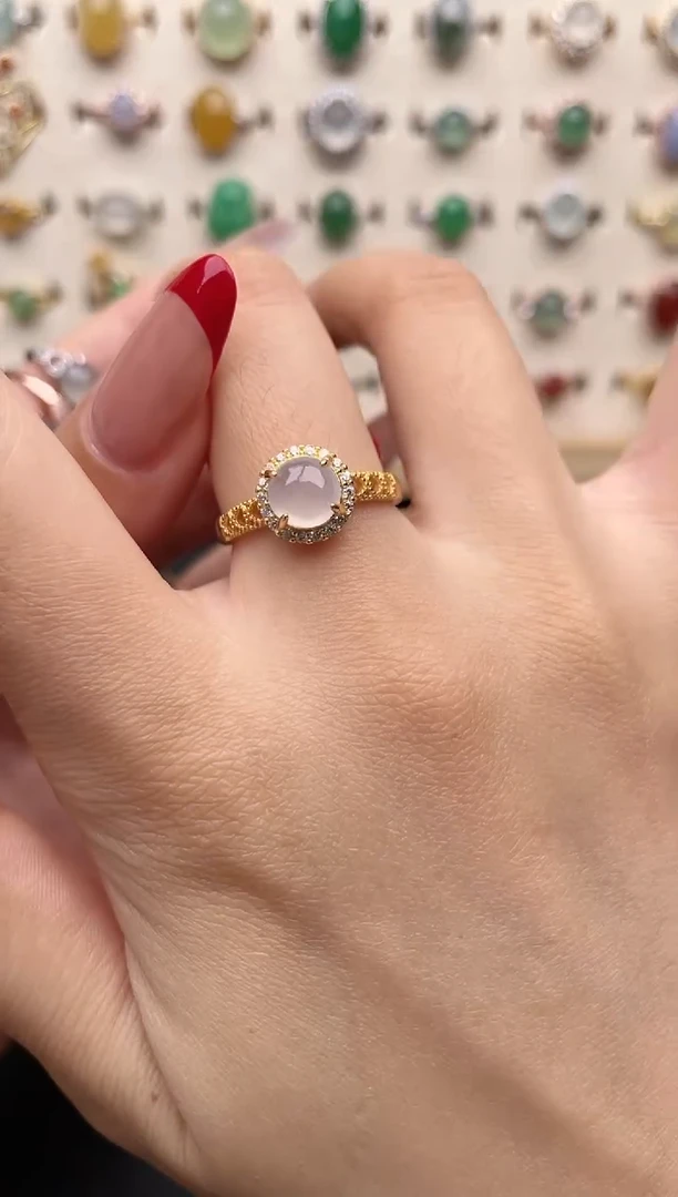 【闪购商品】翡翠戒指银S925镶嵌一物一证一礼盒