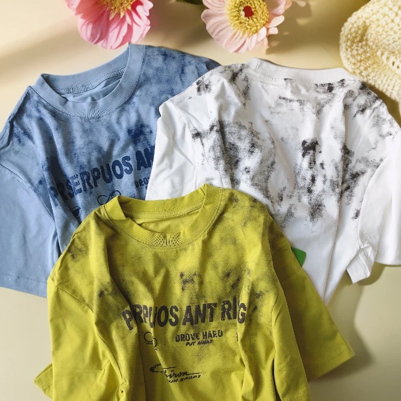 K041小喆大童夏季短袖T恤扎染P字母8117