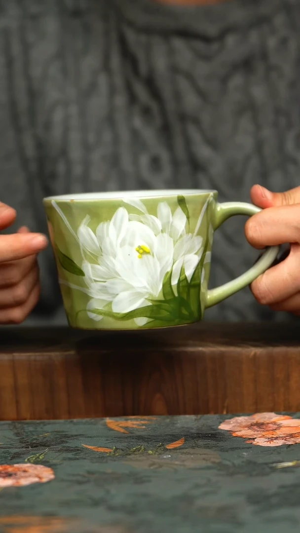 杯釉下彩手工手绘同款陶器