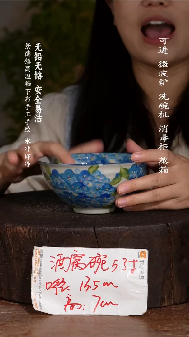 碗陶瓷景德镇高温瓷釉下彩手绘陶瓷