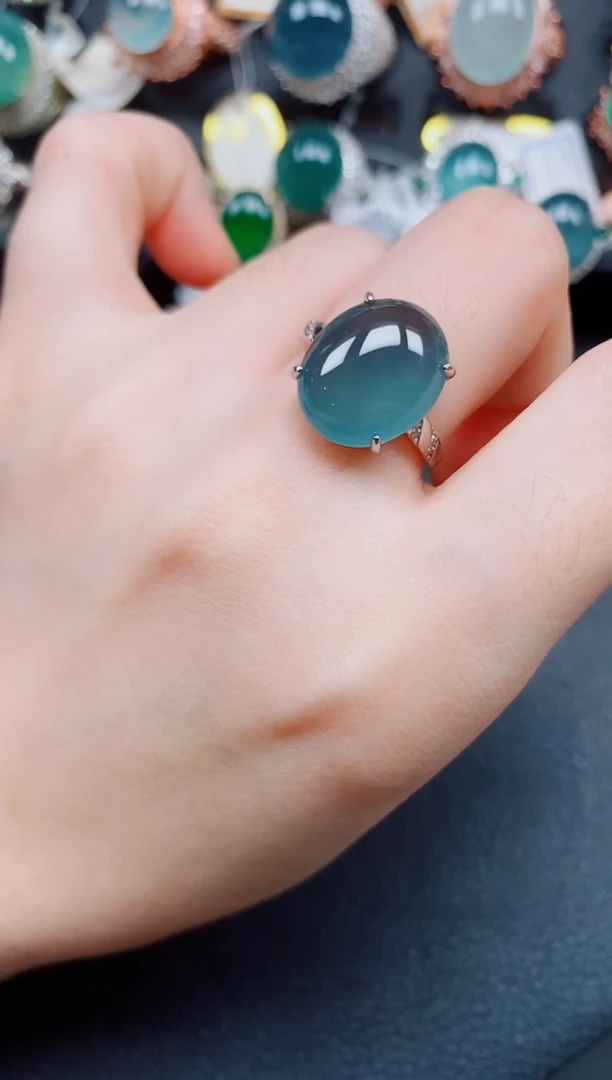 银S925镶嵌戒指翡翠翡翠