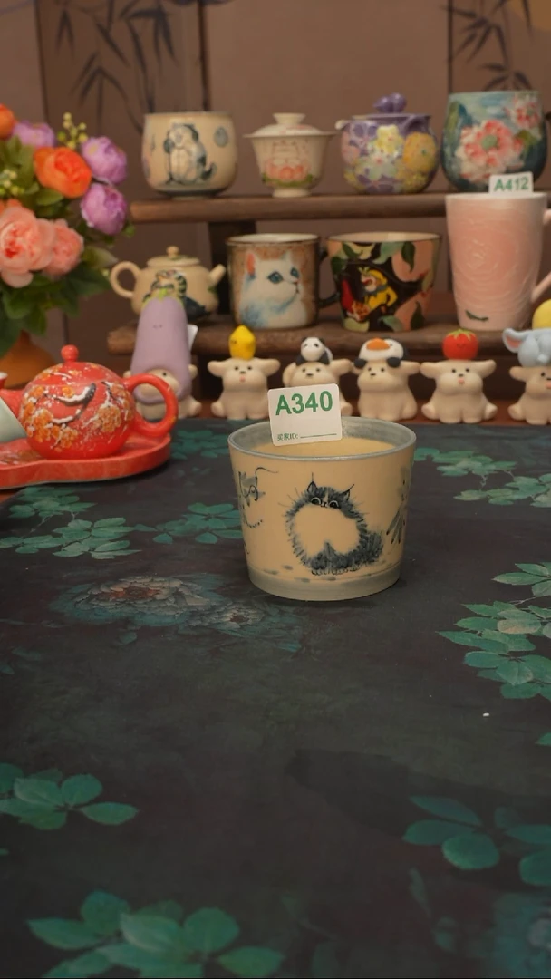 小雾垂露   小美猫猫猪口杯340