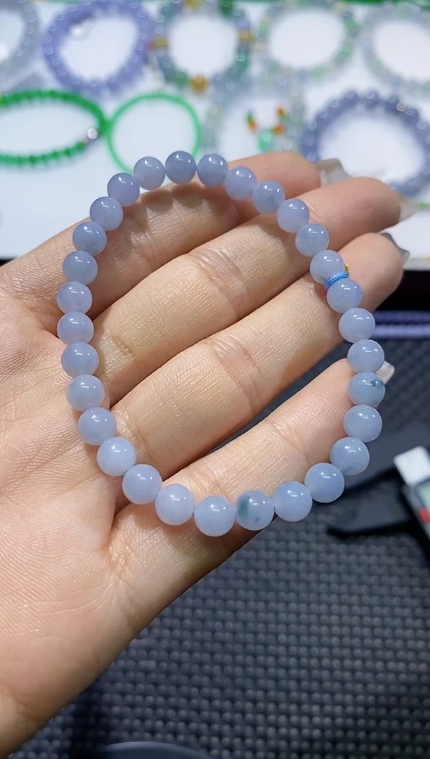 散珠翡翠卡5.9蓝紫手串