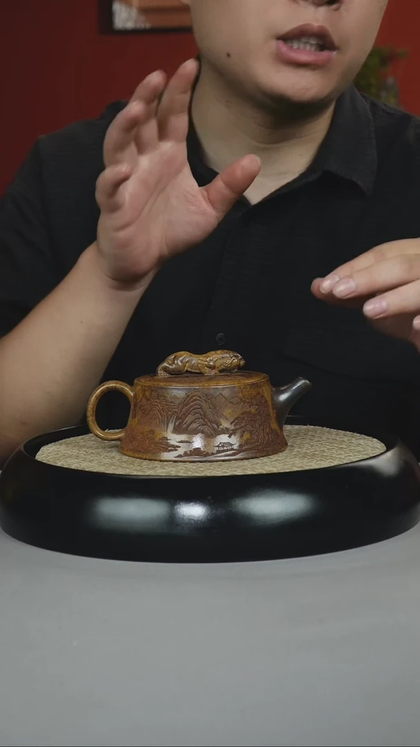 茶壶紫砂龙骨金砂 虎纽柱础