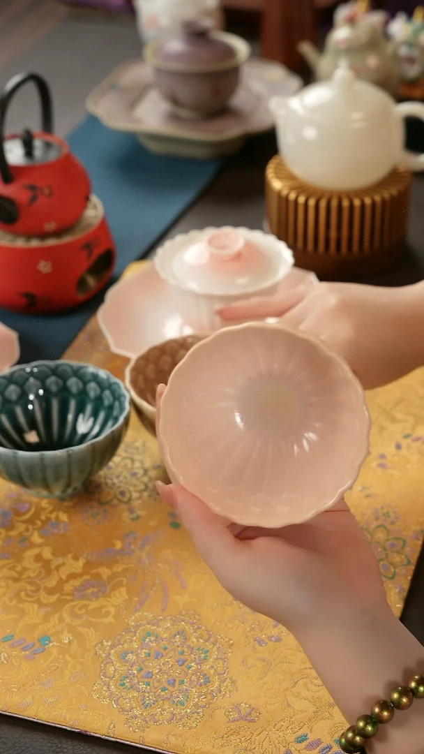 青云茶斋陶瓷茶具粉色碗