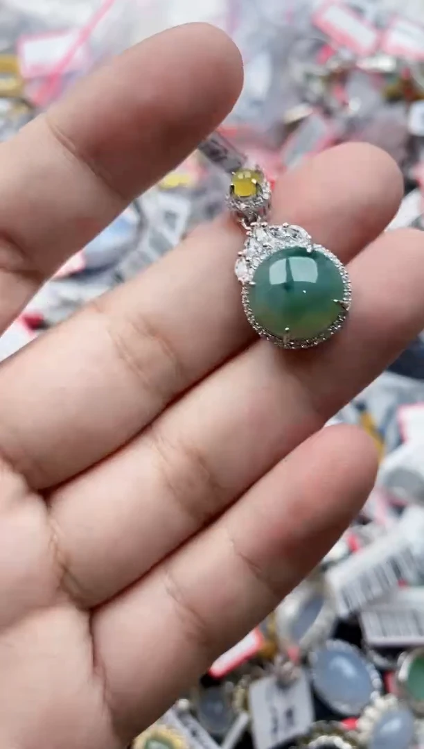 翡翠银S925镶嵌戒指2222---5