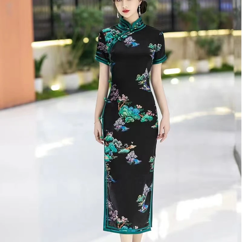 尚羽朵儿2511-中国风旗袍修身显瘦优雅气质夏季新款时尚日常（m-5）