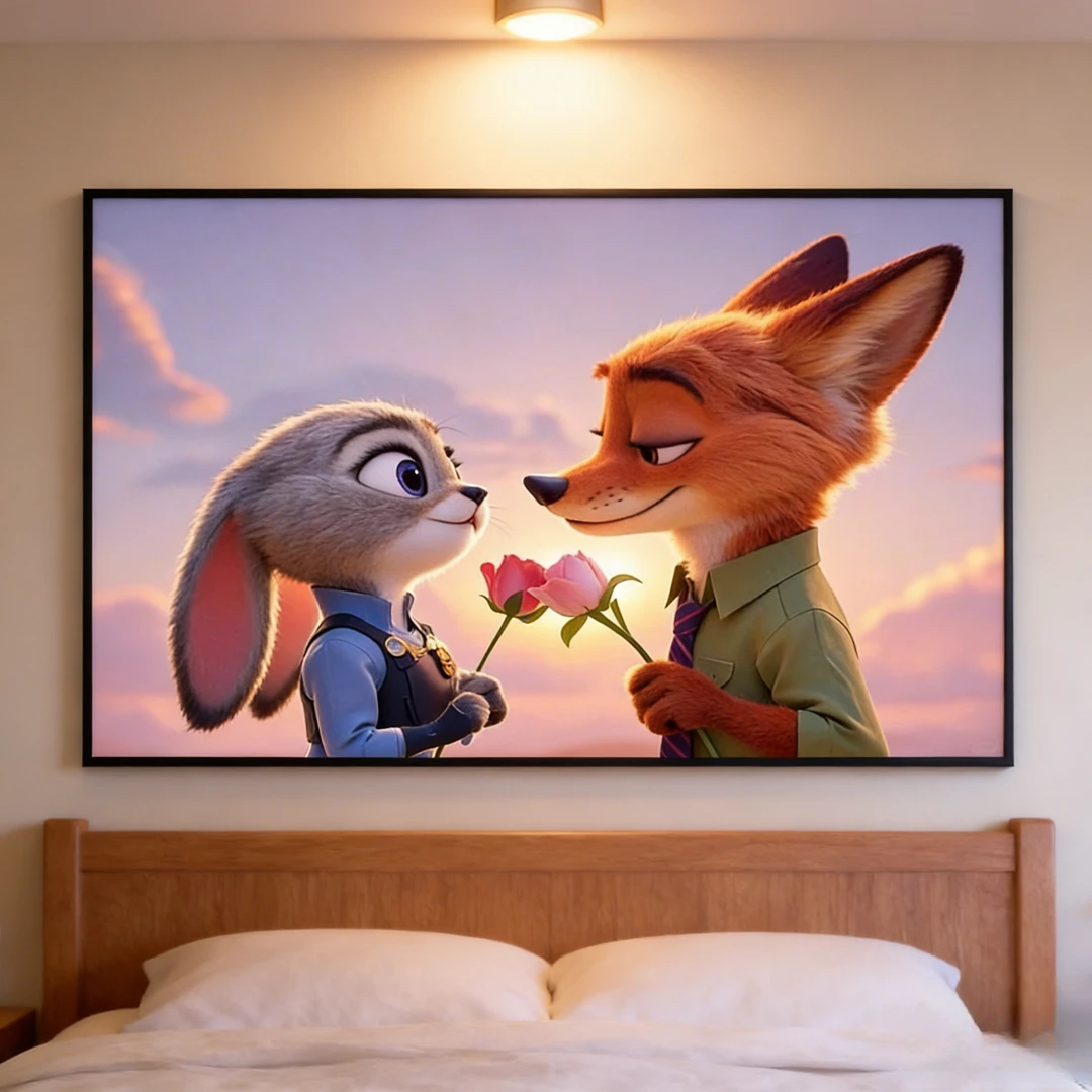 疯狂动物城2装饰画朱迪尼克卡通动漫挂画客厅儿童房卧室电竞壁画