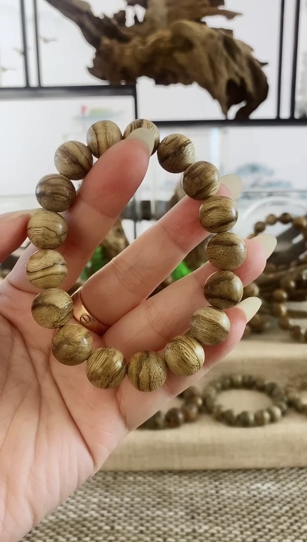 手串沉香正区马泥涝虎斑老料13+MM单圈