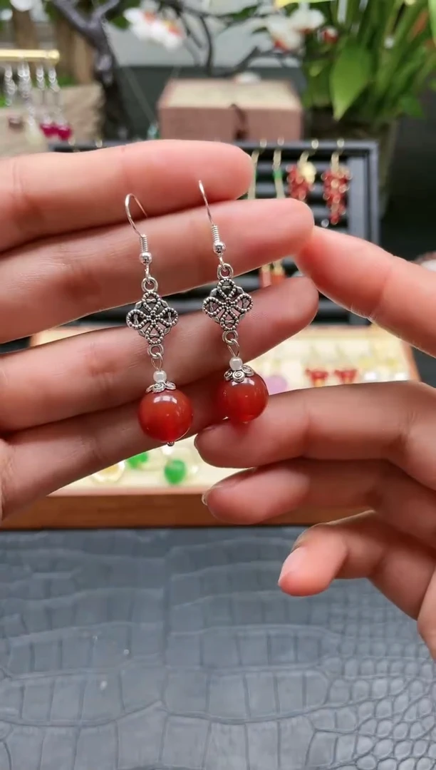 【闪购商品】南红玛瑙耳饰银S925镶嵌555554