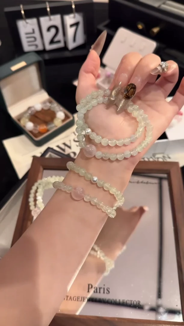 水晶手链合金葡萄石双圈x2151